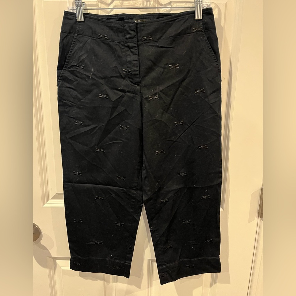 Talbots Petites Black Dragonfly Capri Size 6p